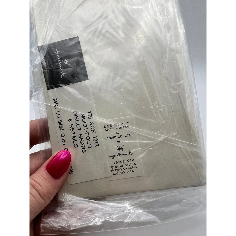 SANRIO For Hallmark Cute White Teddy Bear Sealed Stationery Cards (6) Japan RARE